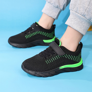 Gyerek futócipő, lélegző textil felső rész, könnyű, Velcro pánt, MD talp