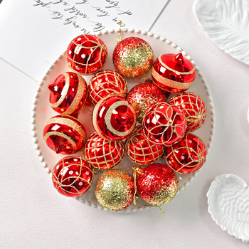 Műanyag karácsonyi díszgömbök készlete, modern minimalista stílusban, félig kézi és félig mechanikus kivitel