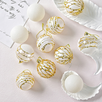 Műanyag karácsonyi díszgömbök készlete, modern minimalista stílusban, félig kézi és félig mechanikus kivitel