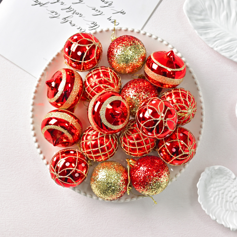 Műanyag karácsonyi díszgömbök készlete, modern minimalista stílusban, félig kézi és félig mechanikus kivitel