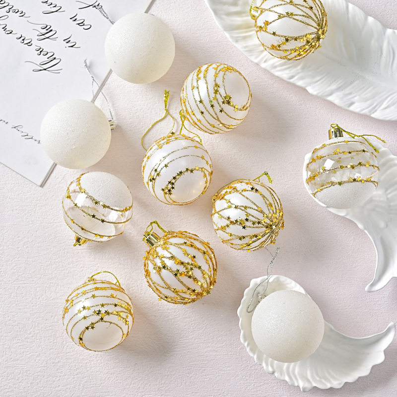 Műanyag karácsonyi díszgömbök készlete, modern minimalista stílusban, félig kézi és félig mechanikus kivitel