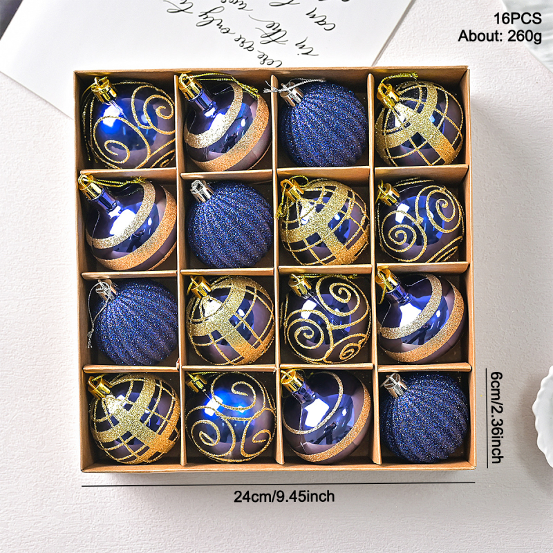 Műanyag karácsonyi díszgömbök készlete, modern minimalista stílusban, félig kézi és félig mechanikus kivitel