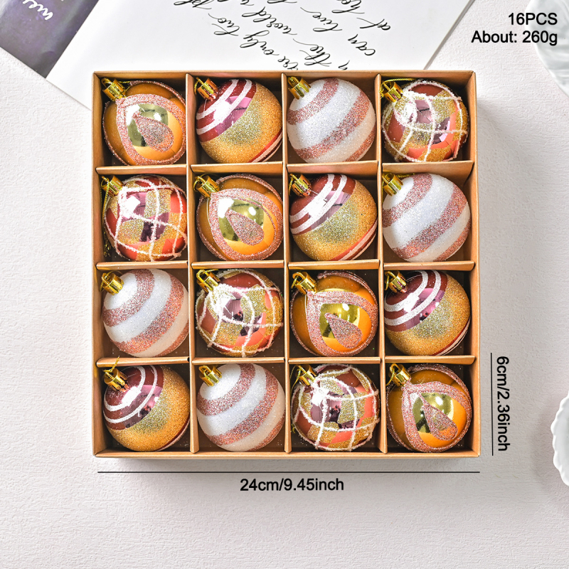 Műanyag karácsonyi díszgömbök készlete, modern minimalista stílusban, félig kézi és félig mechanikus kivitel