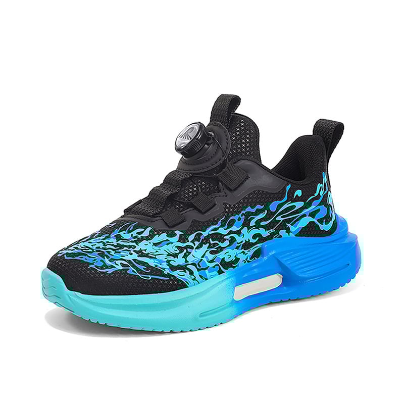 Fiúknak szóló futócipők – légáteresztő PU+háló felsőrész, MD talp, csíkos minta, forgó csattal záródó