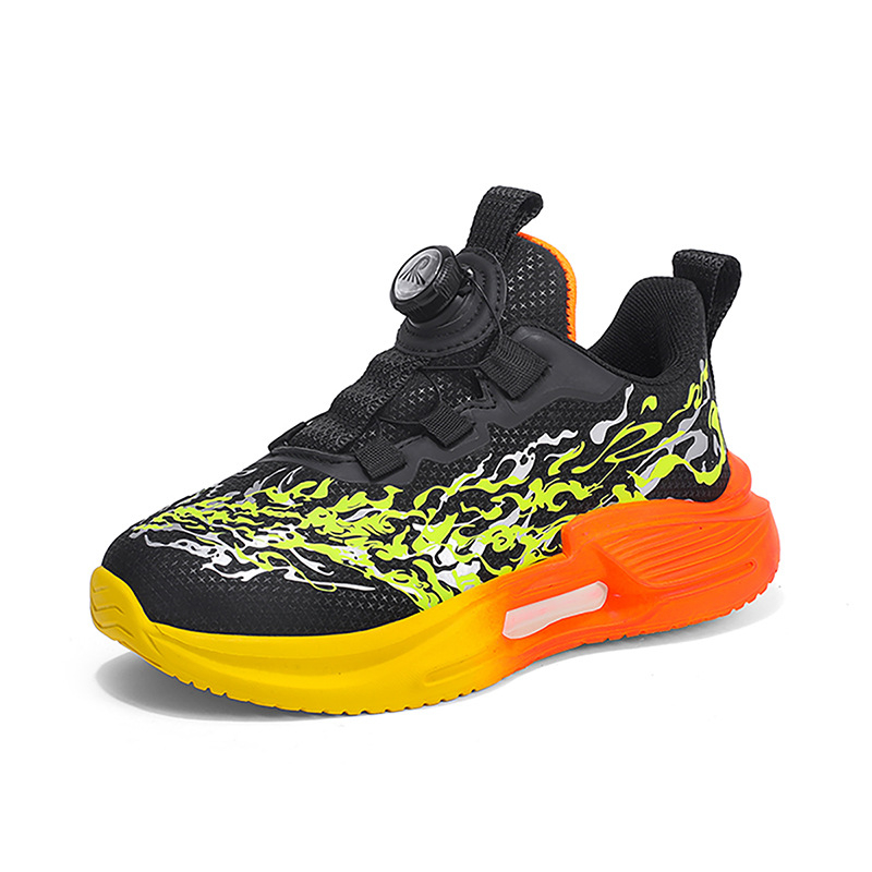 Fiúknak szóló futócipők – légáteresztő PU+háló felsőrész, MD talp, csíkos minta, forgó csattal záródó