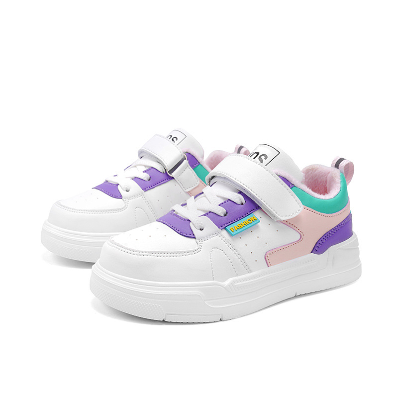 Téli gyerek sportcipő, könnyű, műbőr felsőrész kockás mintával, MD talp, tépőzár