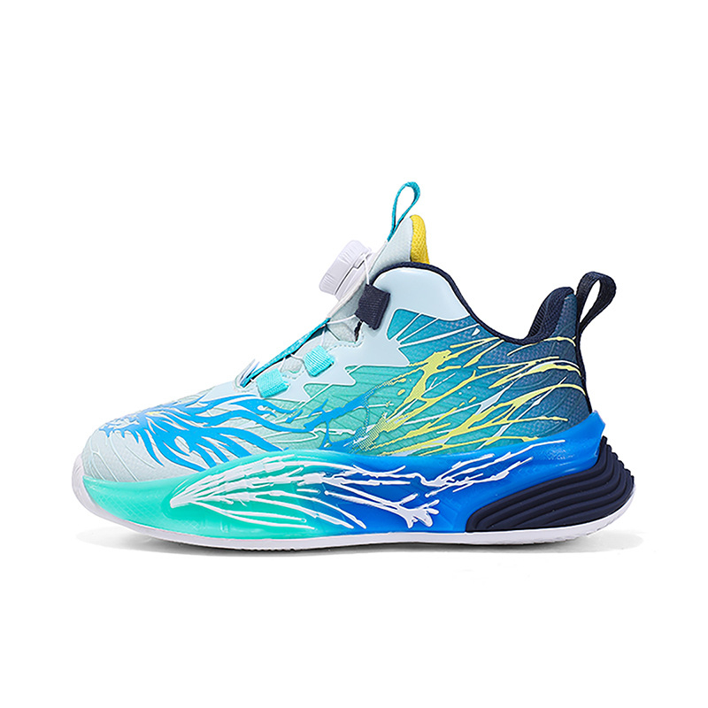 Fiú kosárlabda cipő | PU felső, MD talp, csíkos minta, légáteresztő, csúszásmentes, kopásálló, ütéscsillapítás, 4–16 éveseknek, 2025 őszén debütál