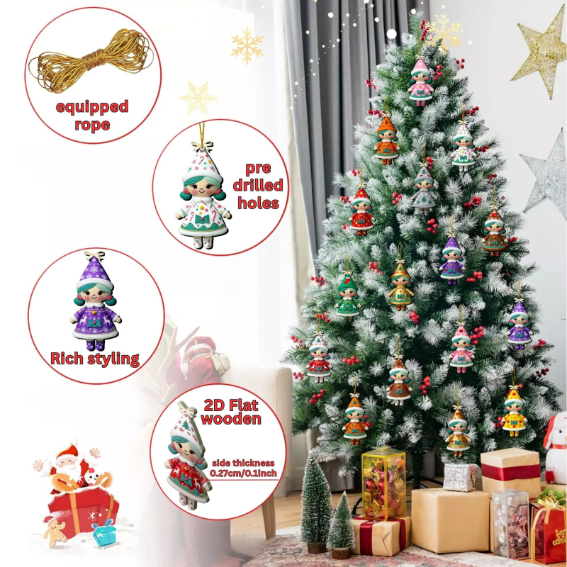 Fából készített karácsonyi akasztós dísz, amerikai stílus, cikkszám 77834, márka Independent