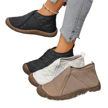 Téli magas szárú slip-on cipő, PU felsőrész, gumírozott talp, kerek orr, alacsony sarok