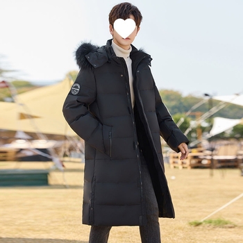 Pánska dlhá zimná bunda s kapucňou, teplá a hrubá, 100% kačacie perie, 550 Fill Power