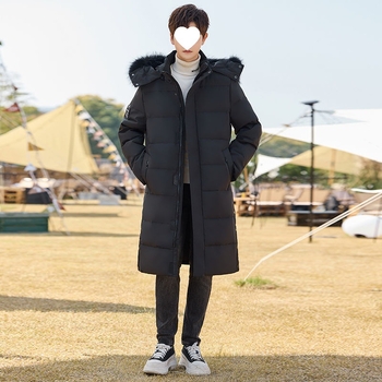 Pánska dlhá zimná bunda s kapucňou, teplá a hrubá, 100% kačacie perie, 550 Fill Power