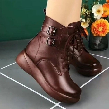 Női Martin csizmák fleece béléssel, PU bőr felsőrész, platform, oldalsó cipzár, középmagas sarok 3–5 cm