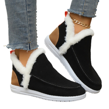 Женски зимни обувки за сняг: висока горна част, модел с блоков дизайн, кръгла носка, текстилна стелка, пластмасова подметка, pull-on закопчаване, подходящи за зима, есен и пролет