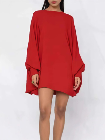 Ženska haljina Milk Silk, jednoslojni kroj, okrugli izrez, dugi rukavi, široka struka, 90–95% Mulberry silk