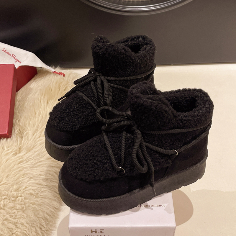 Зимни памучни ботуши с набук горна част, подплатени с флис, гумена подметка, нисък връх, обуване без връзки