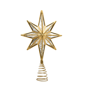 Kovácsoltvas karácsonyfa csúcsára illő csillag, dekoráció fém rugó tervezéssel