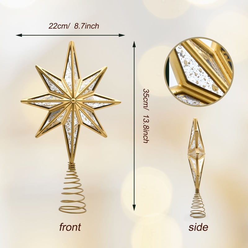Kovácsoltvas karácsonyfa csúcsára illő csillag, dekoráció fém rugó tervezéssel