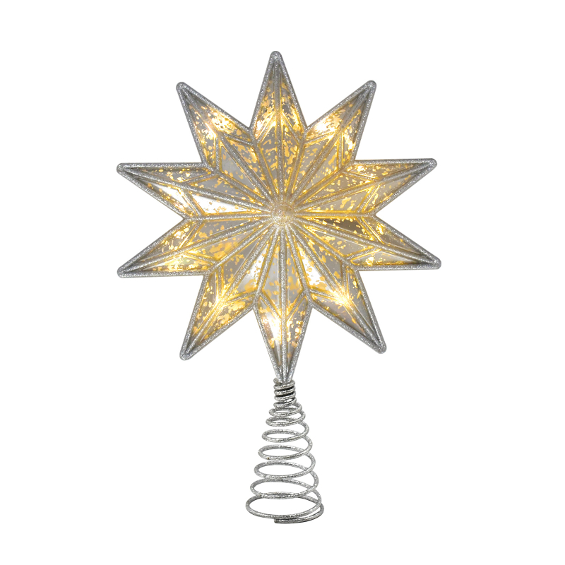 Kovácsoltvas karácsonyfa csúcsára illő csillag, dekoráció fém rugó tervezéssel