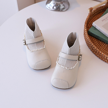 Sock Boots za djevojčice, britanski stil, mikrokoža + tkanina, jesen, uzrast 7–12 godina