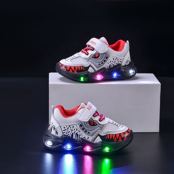 Dječje mrežaste tenisice s LED osvjetljenjem za dječake, Velcro zatvarač, PVC potplat, za proljeće i jesen