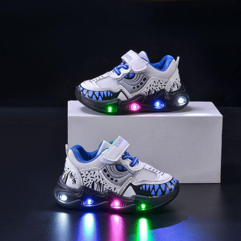 Dječje mrežaste tenisice s LED osvjetljenjem za dječake, Velcro zatvarač, PVC potplat, za proljeće i jesen