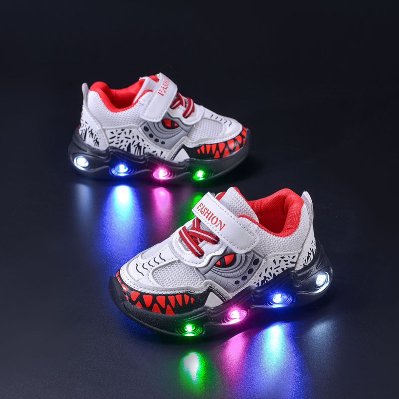 Dječje mrežaste tenisice s LED osvjetljenjem za dječake, Velcro zatvarač, PVC potplat, za proljeće i jesen
