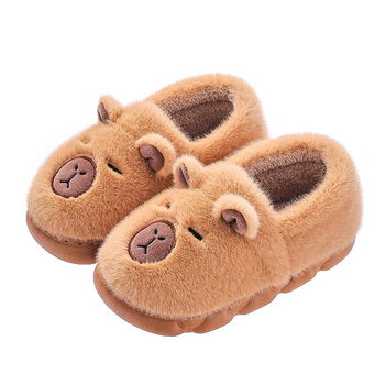 Pamut papucs Cartoon karakterrel, uniszex beltéri Slip-On, puha pamut fleece bélés, PVC talp