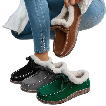 Pamut cipő – uniszex, meleg plüss belsővel, slip-on, alacsony felső rész, gumírozott talp, kerek orr