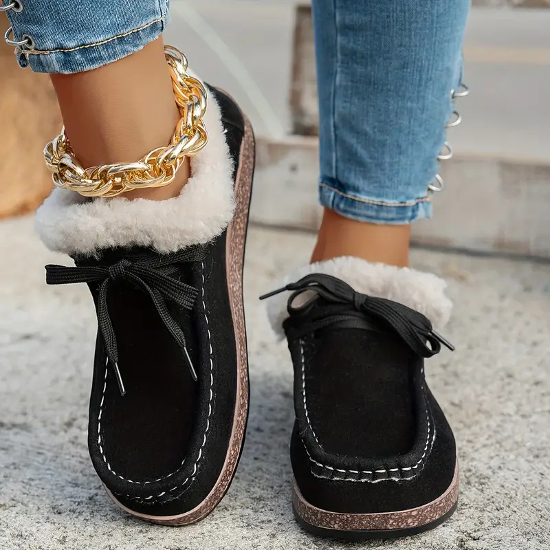 Pamut cipő – uniszex, meleg plüss belsővel, slip-on, alacsony felső rész, gumírozott talp, kerek orr