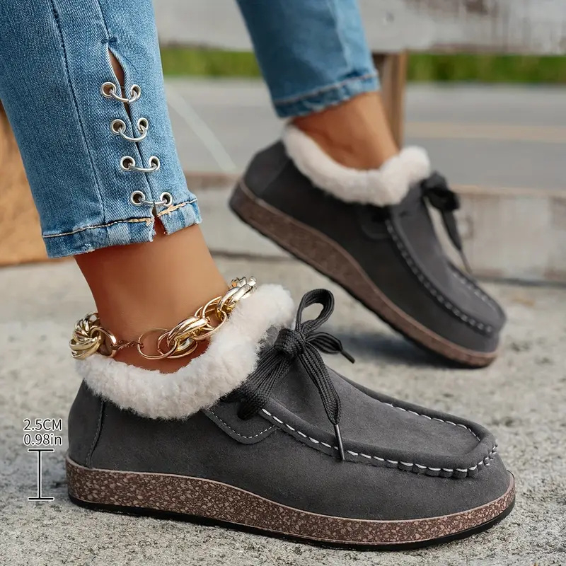 Pamut cipő – uniszex, meleg plüss belsővel, slip-on, alacsony felső rész, gumírozott talp, kerek orr