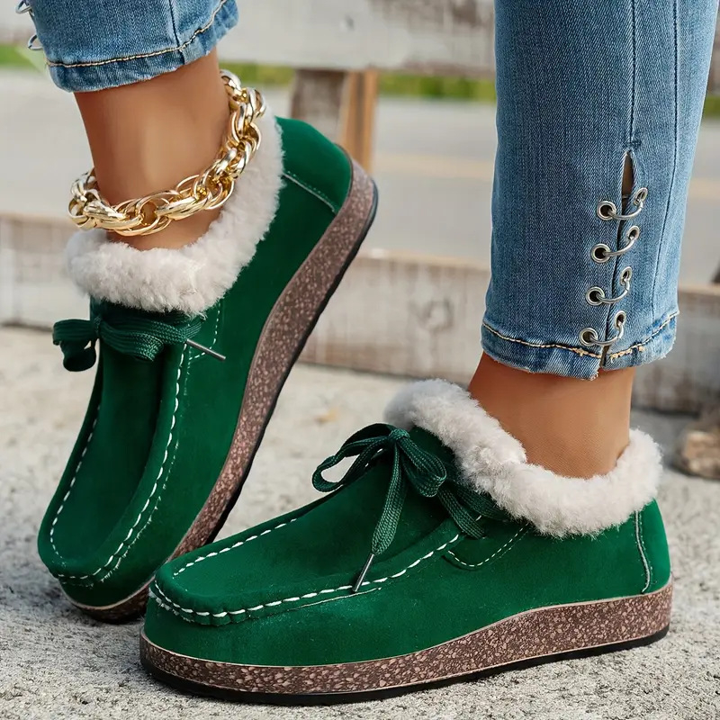 Pamut cipő – uniszex, meleg plüss belsővel, slip-on, alacsony felső rész, gumírozott talp, kerek orr