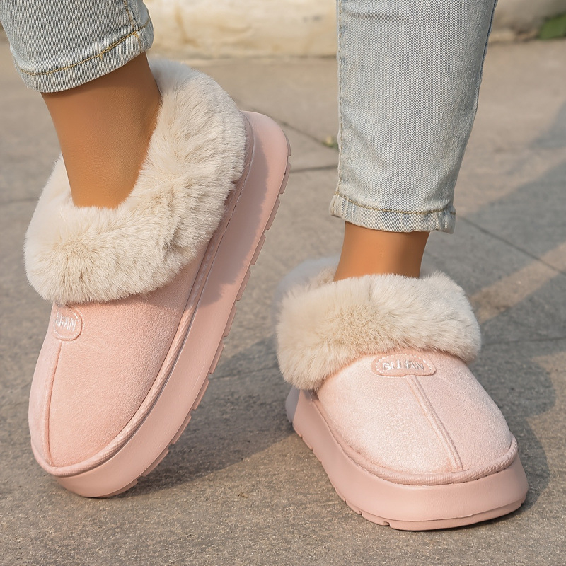 Női téli papucs platformos cipő, felső rész textilek, EVA talp, egyszínű, platformos talp, talp vastagsága >11 cm