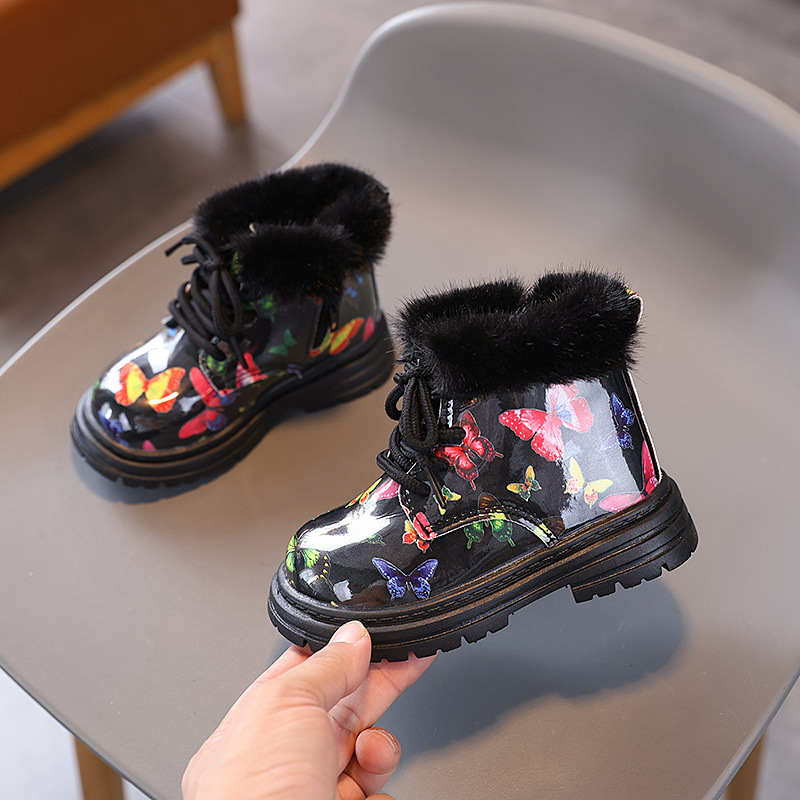 Martinske čizme za djevojčice, zima 2024, kratke čizme sa podstavom i debelim potplatom, moderne i slatke