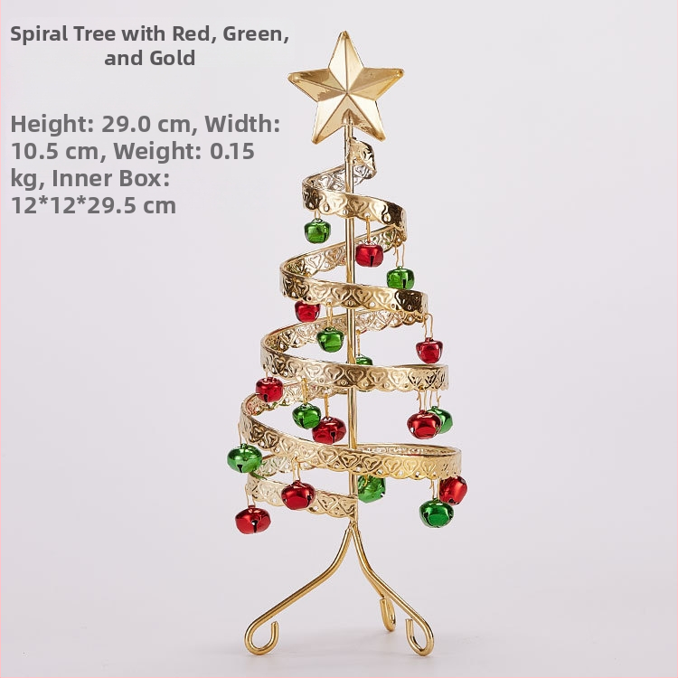 Emma geležinė mini Kalėdų eglutė su varpeliais – staliniam dekorui, imitacinė Kalėdų eglutė