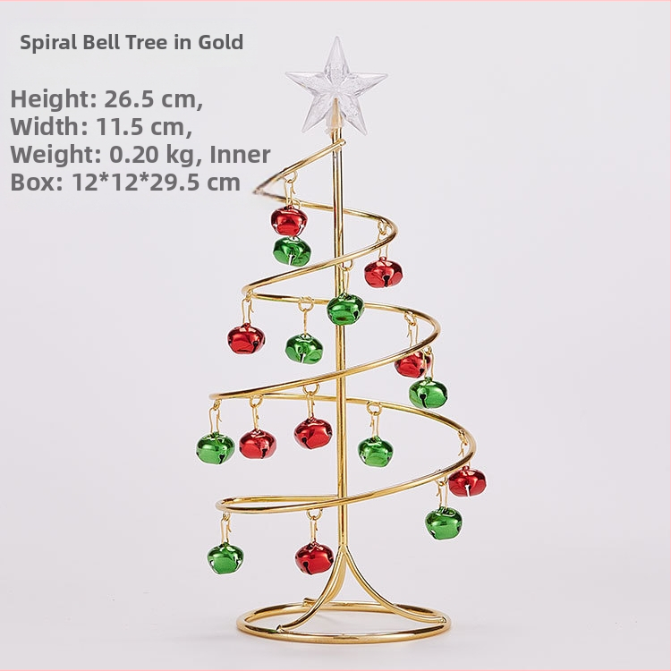 Emma geležinė mini Kalėdų eglutė su varpeliais – staliniam dekorui, imitacinė Kalėdų eglutė