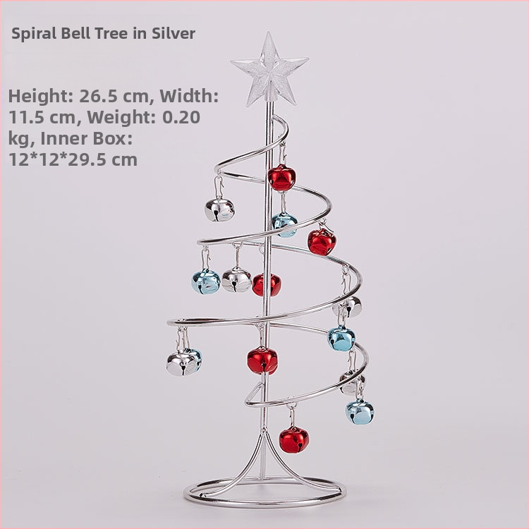 Emma geležinė mini Kalėdų eglutė su varpeliais – staliniam dekorui, imitacinė Kalėdų eglutė