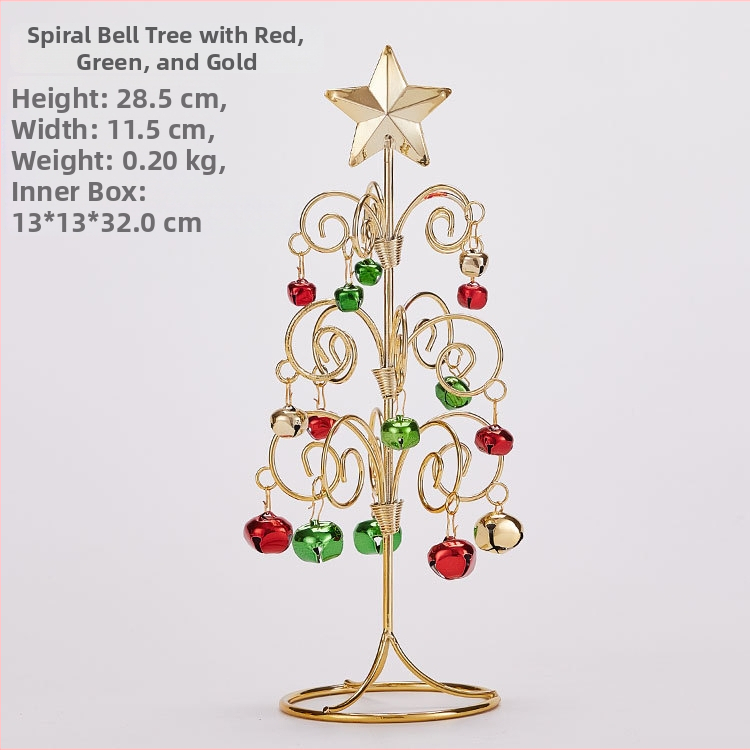 Emma geležinė mini Kalėdų eglutė su varpeliais – staliniam dekorui, imitacinė Kalėdų eglutė