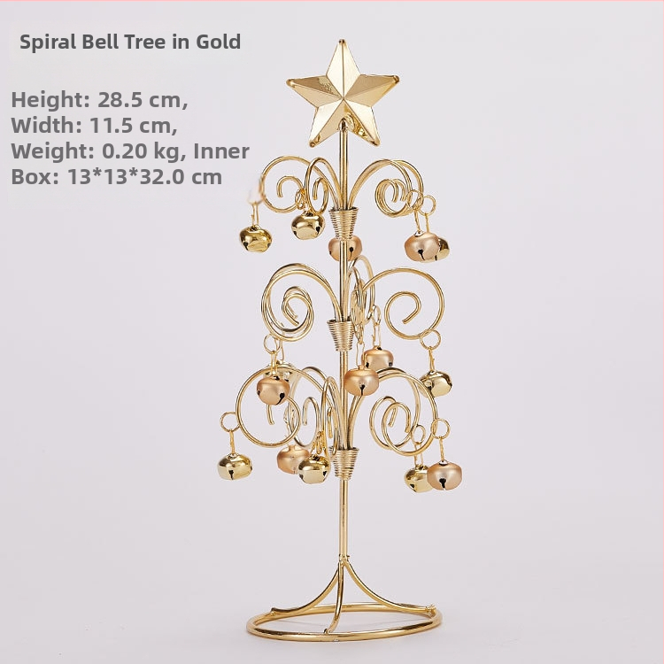 Emma geležinė mini Kalėdų eglutė su varpeliais – staliniam dekorui, imitacinė Kalėdų eglutė