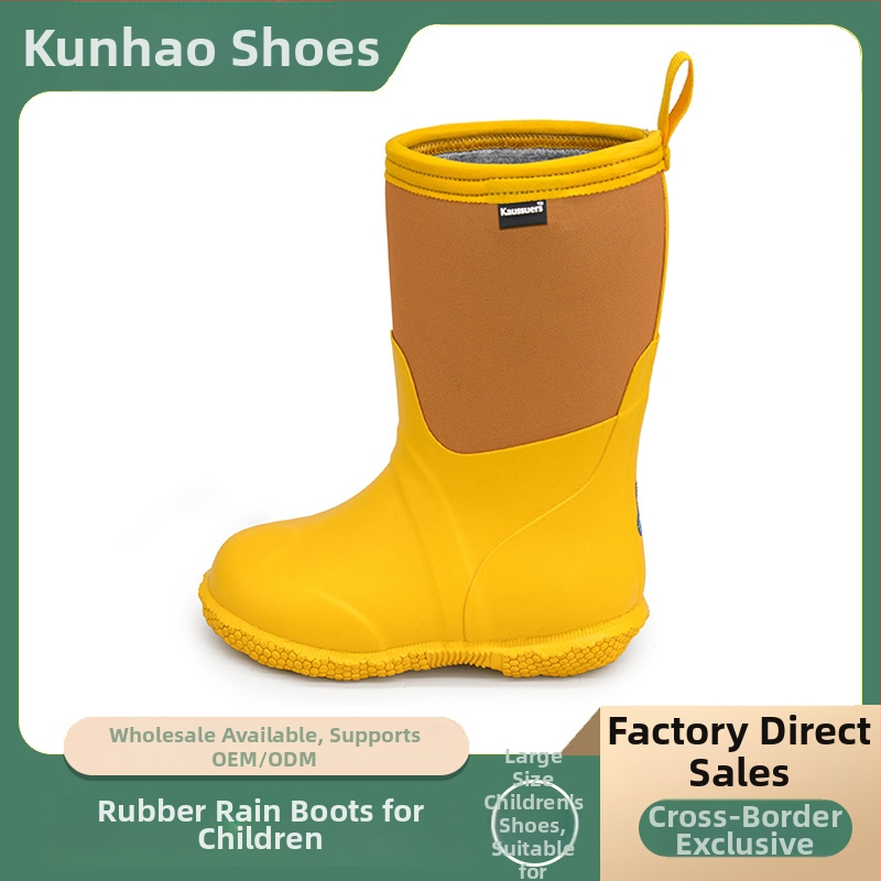 Detské gumové čižmy do dažďa, guma, vysoký tubus, stredný podpätok 3–5 cm, vek 6–16 rokov