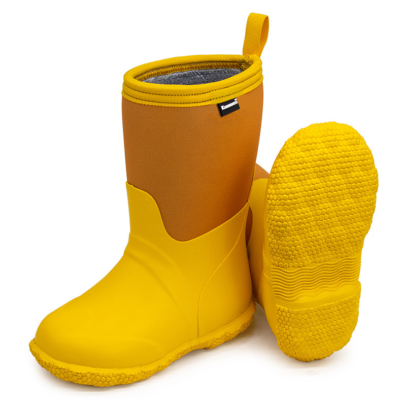 Detské gumové čižmy do dažďa, guma, vysoký tubus, stredný podpätok 3–5 cm, vek 6–16 rokov