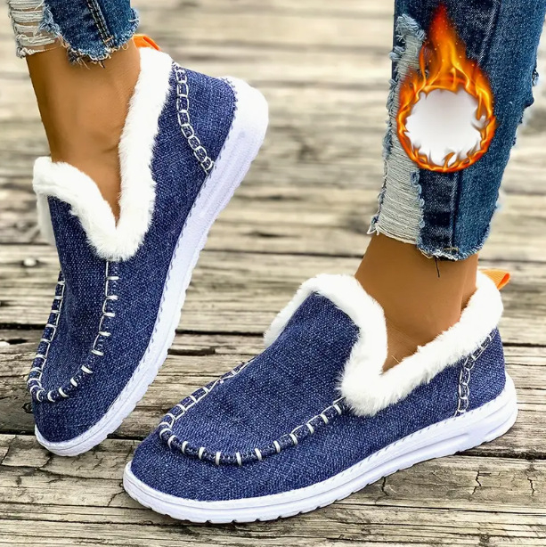 Női téli bakancs nubuk felsőrész, gumírozott talppal, alacsony szárú, slip-on, mesterséges szőrme béléssel