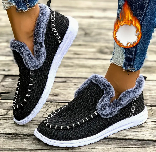 Női téli bakancs nubuk felsőrész, gumírozott talppal, alacsony szárú, slip-on, mesterséges szőrme béléssel