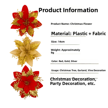 Guanmei Umelá vianočná kytica, hlava a veniec so zlatým práškom — Balenie: kartón; Ručná výroba; Importované: Nie