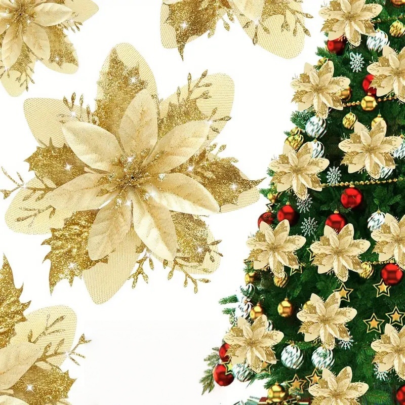 Guanmei Umelá vianočná kytica, hlava a veniec so zlatým práškom — Balenie: kartón; Ručná výroba; Importované: Nie