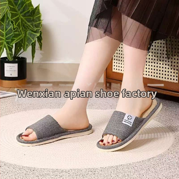 Női lenvászon beltéri papucs, légáteresztő, csúszásmentes, kopásálló, modell 523 - Four Leaf Clover