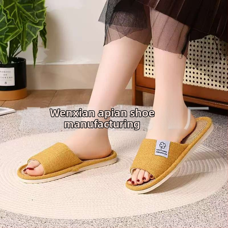 Női lenvászon beltéri papucs, légáteresztő, csúszásmentes, kopásálló, modell 523 - Four Leaf Clover