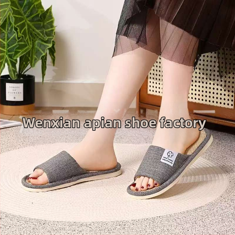 Női lenvászon beltéri papucs, légáteresztő, csúszásmentes, kopásálló, modell 523 - Four Leaf Clover