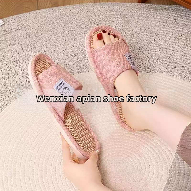 Női lenvászon beltéri papucs, légáteresztő, csúszásmentes, kopásálló, modell 523 - Four Leaf Clover