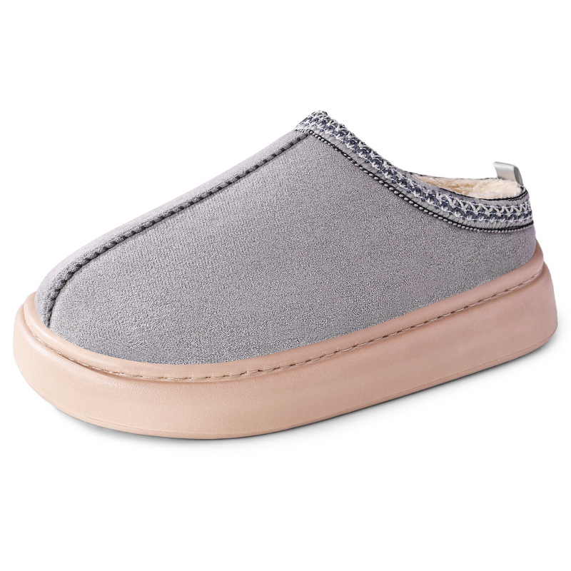 Ženské zimné bavlnené topánky s umelým krátkym plyšom (nízky horný diel, okrúhla špička, Slip-On, EVA podrážka)