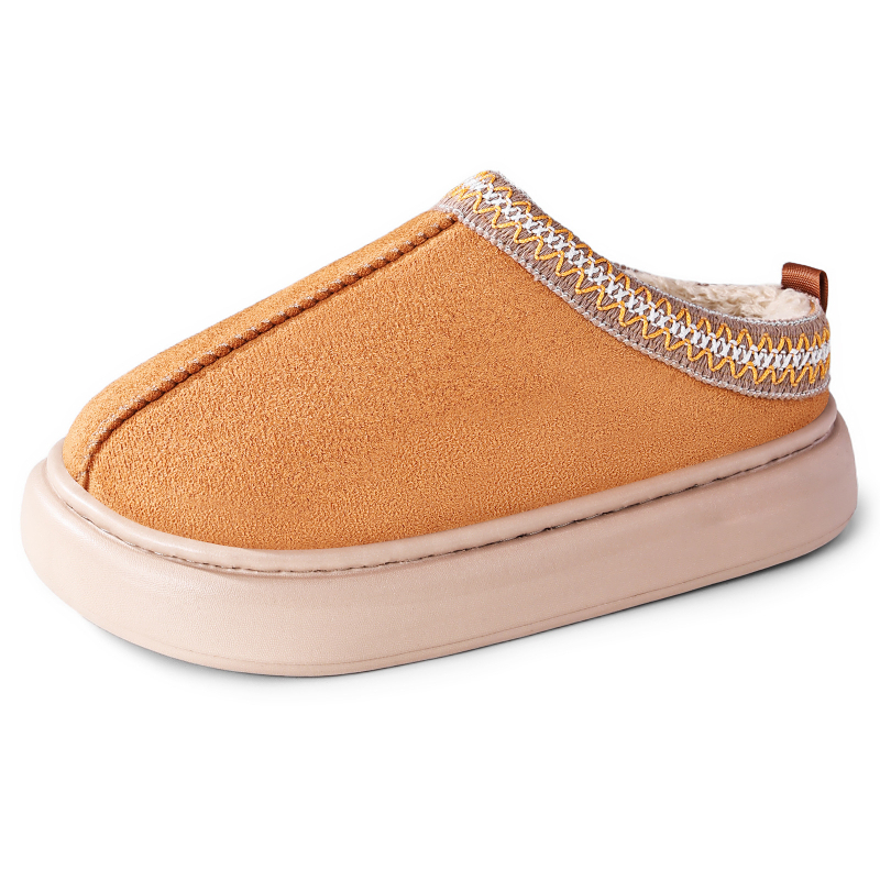 Ženské zimné bavlnené topánky s umelým krátkym plyšom (nízky horný diel, okrúhla špička, Slip-On, EVA podrážka)